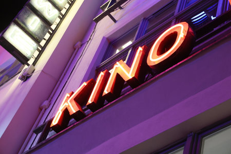 Colorful neon lights in Wroclaw.のeditorial素材