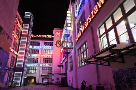 Colorful neon lights in Wroclaw.のeditorial素材