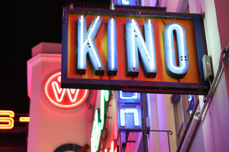 Colorful neon lights in Wroclaw.のeditorial素材