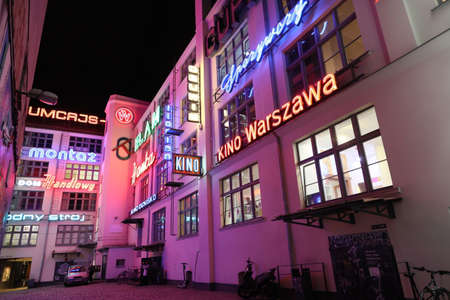 Colorful neon lights in Wroclaw.のeditorial素材