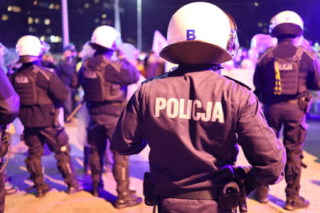 Police action securing a public assembly by the city police.のeditorial素材