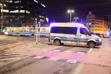 Police protection of the protest, women's strike, WrocÅaw, March 2021.のeditorial素材