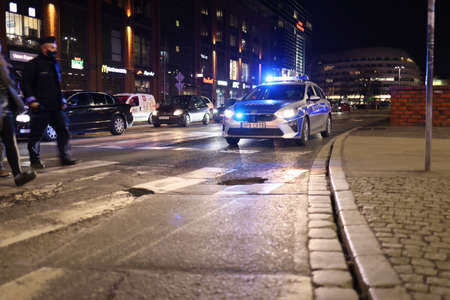 Police protection of the protest, women's strike, WrocÅaw, March 2021.のeditorial素材