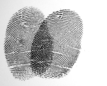The fingerprint trace secured by the police at the scene.の写真素材