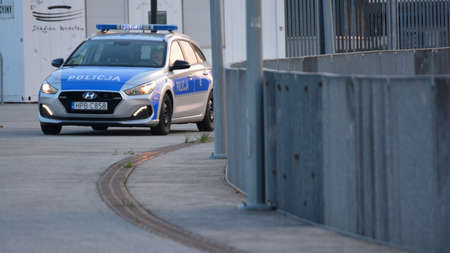 04.30.2021 wroclaw, poland, Polish police car raids during a police operation in WrocÅaw.のeditorial素材