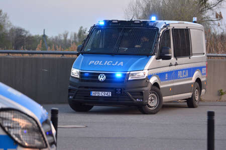 04.30.2021 wroclaw, poland, Polish police car raids during a police operation in WrocÅ‚aw.