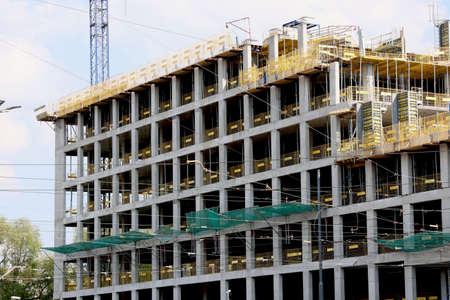 Construction of an office building and residential apartments in the city center.のeditorial素材