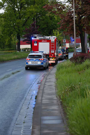 05.19.2021 wroclaw, poland, The action of the rescue services during the grog accident in WrocÅaw.のeditorial素材