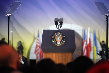 02.21.2023 Warsaw, poland, Joe Biden US President's visit to Warsaw and Kiev. February 2023.のeditorial素材