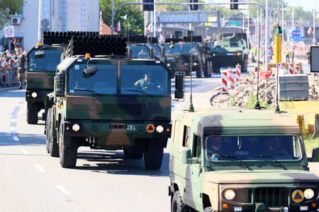 08.15.2023 warsaw, poland, Military parade on the Polish Army Day Warsaw 2023. Polish Army. parade.のeditorial素材