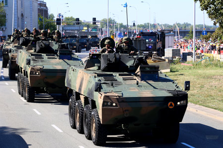 08.15.2023 warsaw, poland, Military parade on the Polish Army Day Warsaw 2023. Polish Army. parade.のeditorial素材