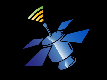 Vector illustration of a satellite that is transmittingのイラスト素材