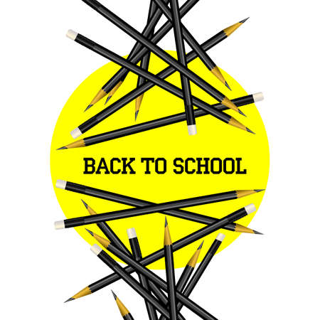 Vector Pencil Yellow Circle Back to School Illustrationのイラスト素材