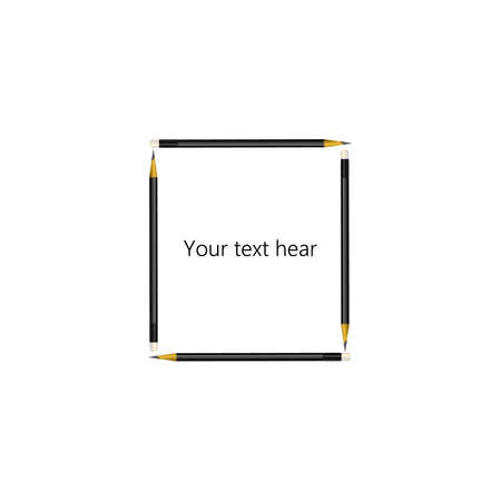 Vector square frame black pencils with erasers illustrationのイラスト素材