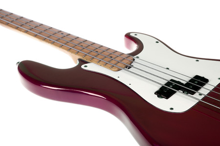 Red bass guitar