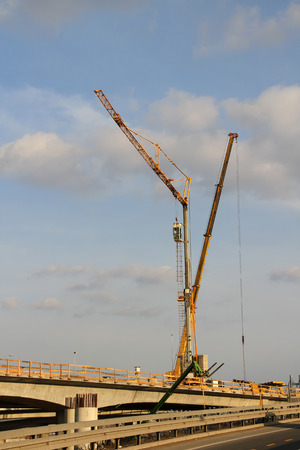 New bridge under construction in Belgrade, Serbiaの写真素材