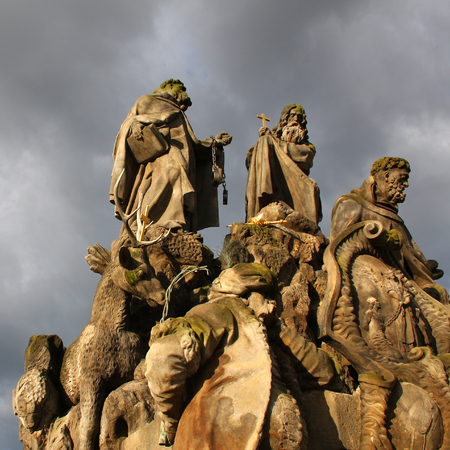 Statue on the Charles bridgeの写真素材