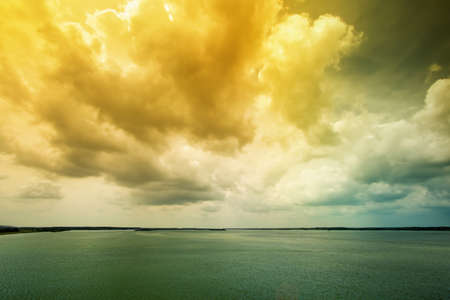 Danube river with dramatic sky