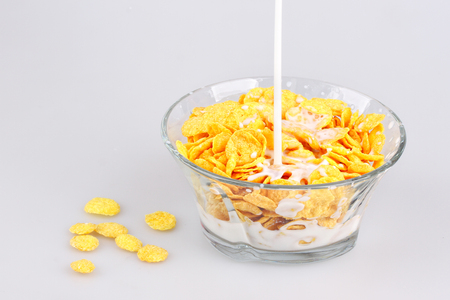 Cornflakes with milkの写真素材