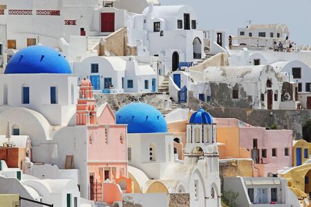 Oia,colorful town on the island of Santorini,Greeceの写真素材