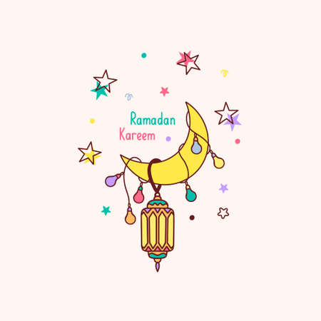 Vector background illustration. Ramadan Kareem. Islamic holiday. Muslim holy month. Greeting card.のイラスト素材