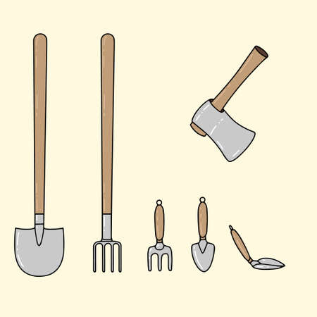 Set of various gardening items. Garden tools. Flat design illustration of items for gardening. Vector illustration.のイラスト素材