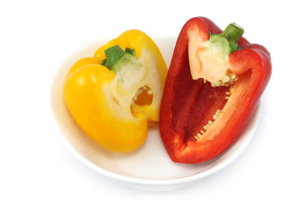 Fresh bell peppers  isolated on white backgroundの写真素材