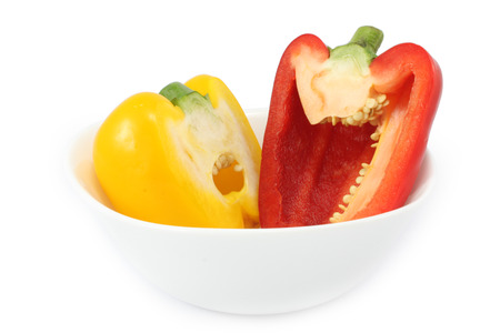 Fresh bell peppers  isolated on white backgroundの写真素材