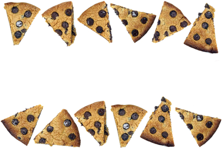 soft chocolate chip cookies on white backgroundの写真素材