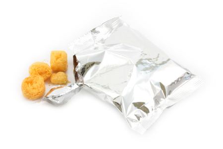 snack in bag on white backgroundの写真素材