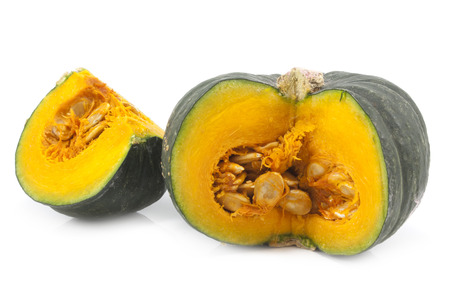 Green Japanese pumpkin isolated on the white backgroundの写真素材