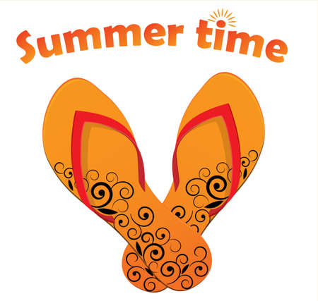 Summer time background with flip flopsのイラスト素材