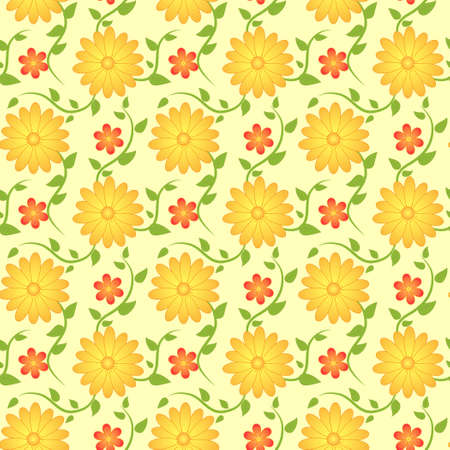 Seamless floral pattern with yellow and orange flowersのイラスト素材