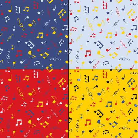 Set of four seamless backgrounds - consists of musical notesのイラスト素材