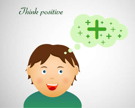 Think positive illustration with cute smiling characterのイラスト素材