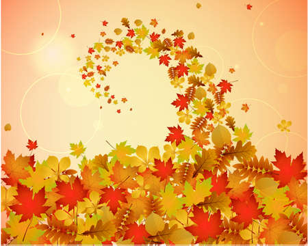 Abstract autumnal swirly background with colorful leavesのイラスト素材