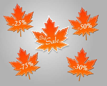 Big autumn sale leaf stickersのイラスト素材