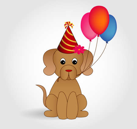 Cartoon dog character wishing happy birthdayのイラスト素材