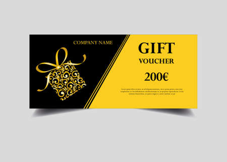 Vector voucher template with gold gift illustrationのイラスト素材