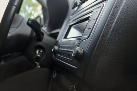 Close up of car interior inside. Dashboard and interior in a car