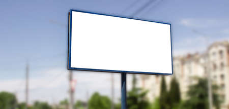 Horizontal billboard advertising mockup on a blurred background of the cityの写真素材