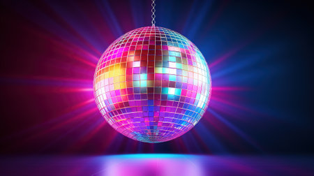 Large colorful multi-colored disco ball close-up on a bright background. High quality photoの素材