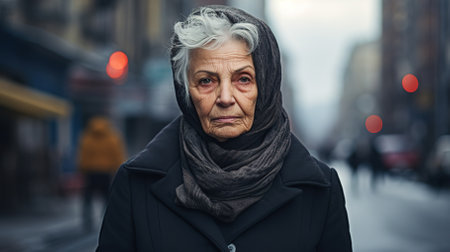 Arab woman wearing black hijab closeup outdoors. High quality photoの素材