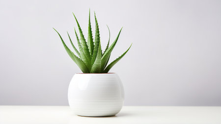 Aloe vera plant in a pot on the table. High quality photoの素材