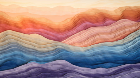 Abstract background of multi-colored mountains from lines and brush strokes. High quality photoの素材