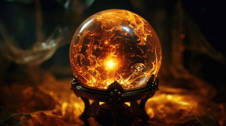 Bright magic ball on the table close-up. High quality photoの素材