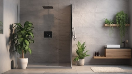 Stylish bright modern bathroom. High quality photoの素材