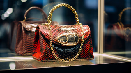 Womens stylish crocodile leather bag close-up