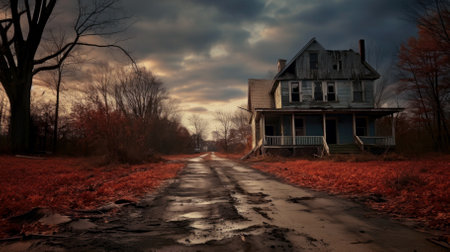 Abandoned damaged old house in the forest. High quality photoの素材