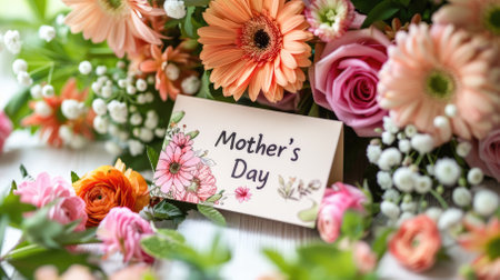 Holiday card with flowers for Mother's Day. High quality photoの素材